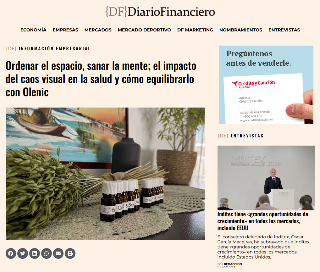 Página web de Diario Financiero hablando del impacto del caos visual en la salud.