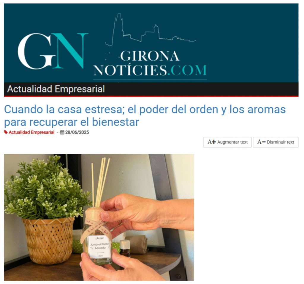 Página web de GIrona Notícies hablando de aromas y bienestar